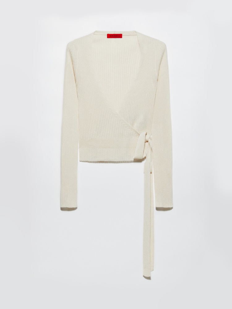 Serre-tête en satin avec strass, bleu | MAX&Co. Cache-cœur à fines côtes - ECRU - MAX&Co.